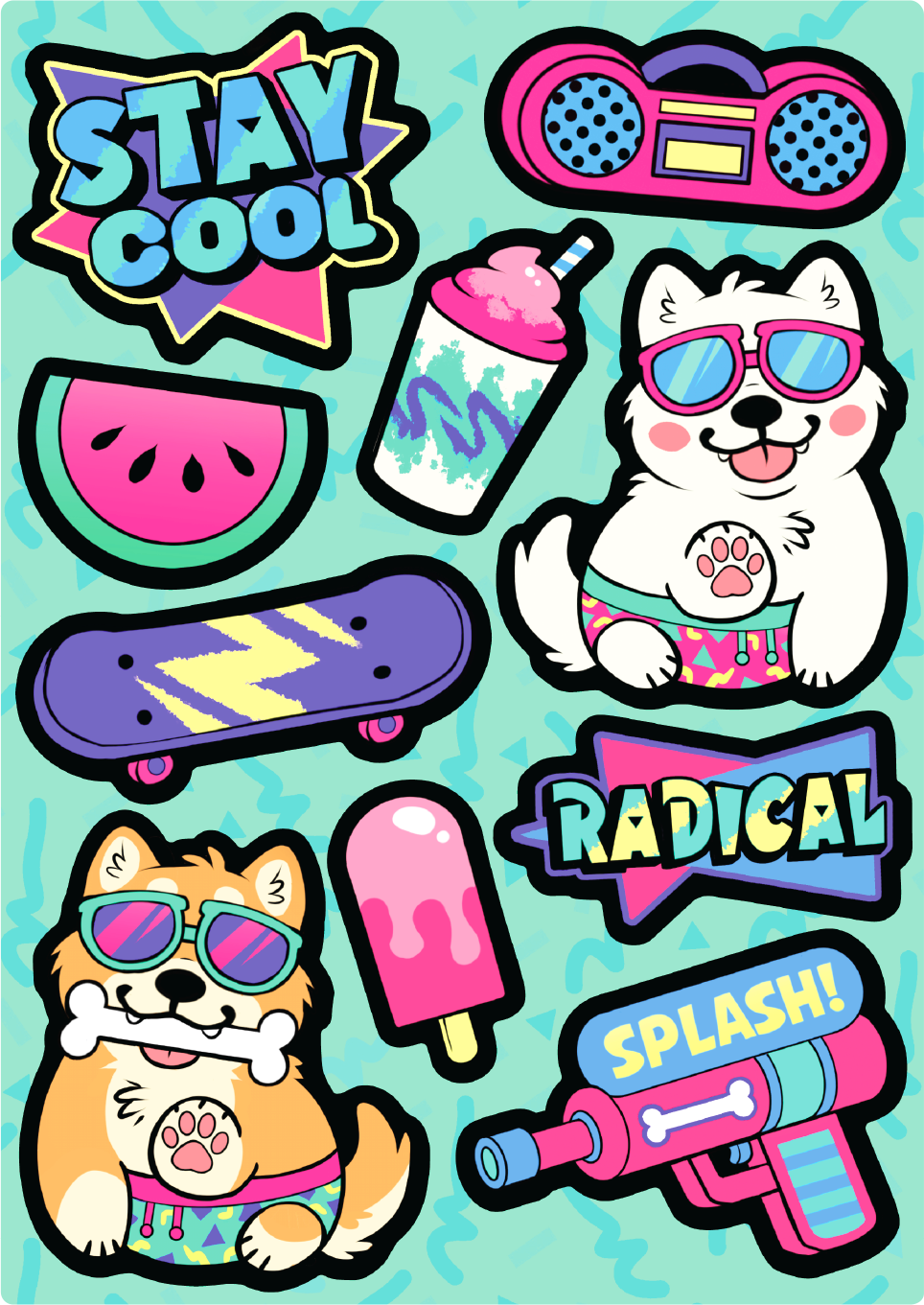90's Summer Sticker Sheet