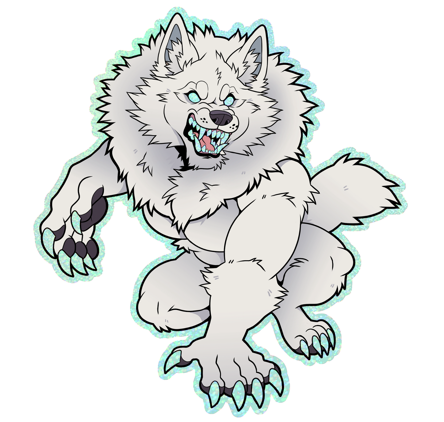 Blue Moon Werewolf Glitter Holo Sticker