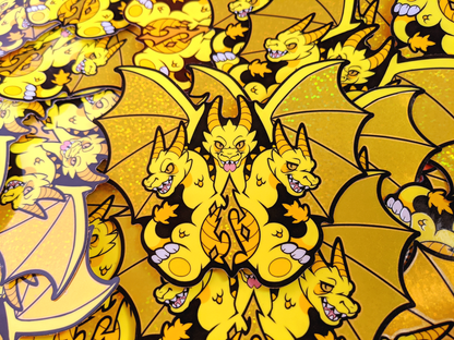 Yellow Kaiju Glitter Holographic Sticker