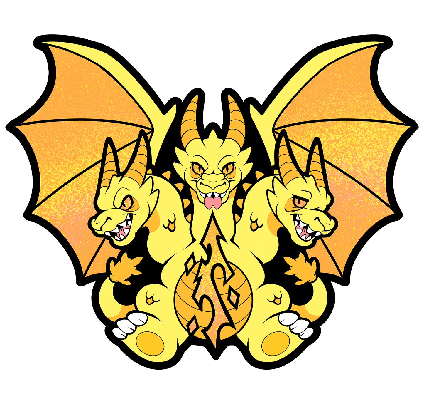 Yellow Kaiju Glitter Holographic Sticker