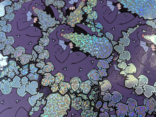 Blue Kaiju Glitter Holographic Sticker