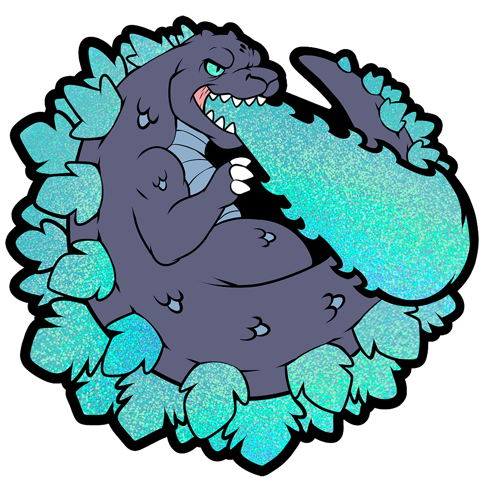 Blue Kaiju Glitter Holographic Sticker