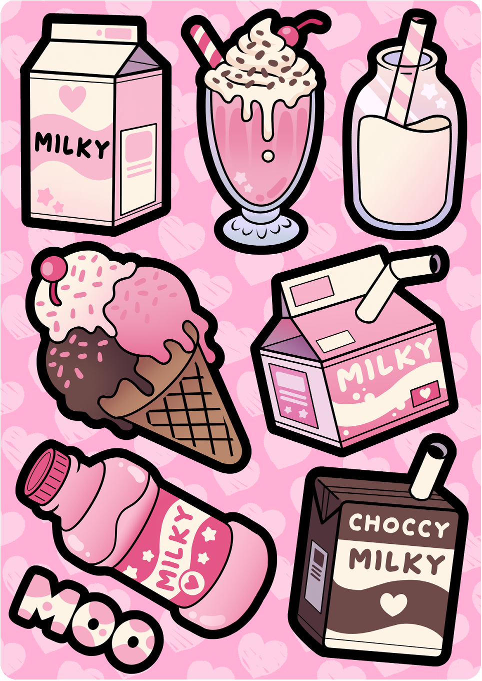 Milky Sticker Sheet