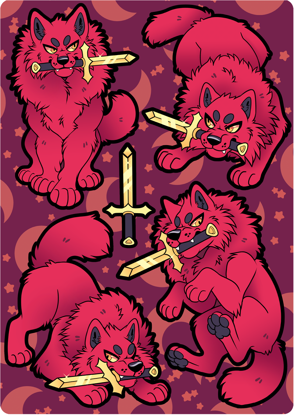 Red Moon Sticker Sheet