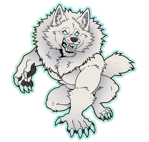 Blue Moon Werewolf Glitter Holo Sticker