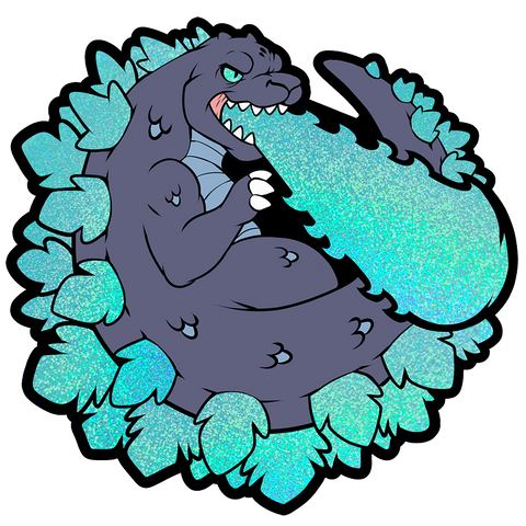 Blue Kaiju Glitter Holographic Sticker