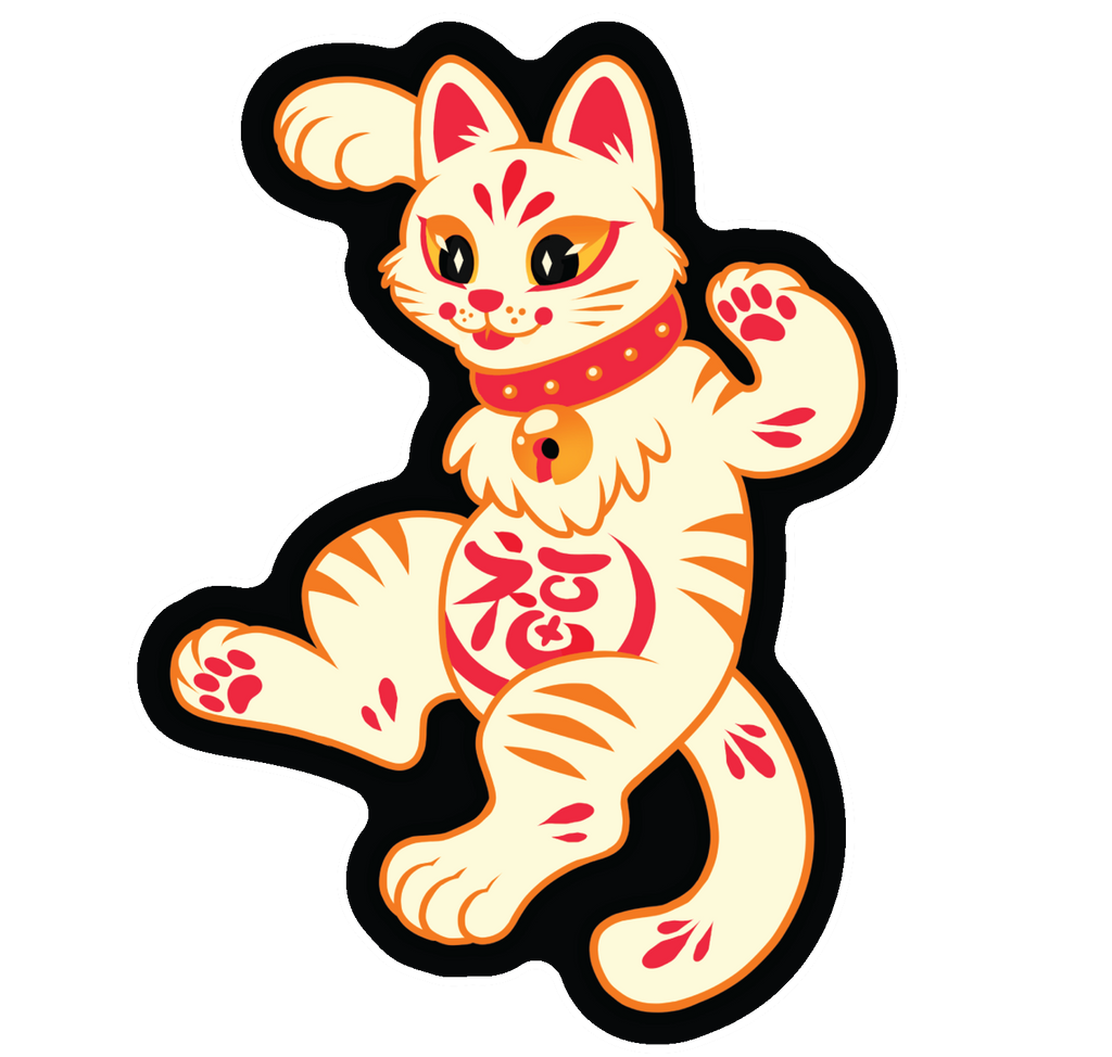 Lucky Cat Vinyl Sticker White Muttasaur