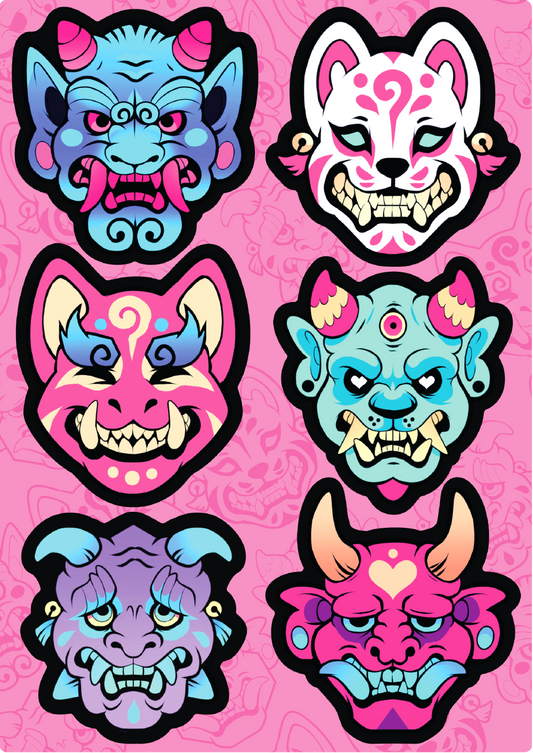 Oni Masks Sticker Sheet