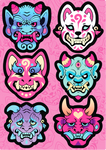 Oni Masks Sticker Sheet