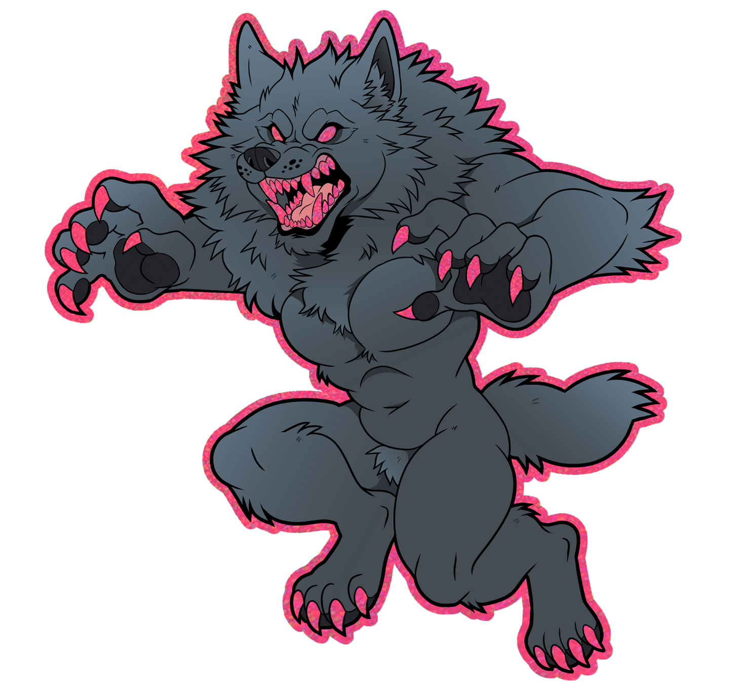 Blood Moon Werewolf Glitter Holo Sticker