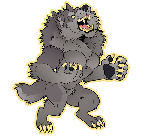 Full Moon Werewolf Glitter Holo Sticker